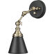 Edith 9 inch 60 watt Matte Black/Vintage Brass Swing Arm Sconce Wall Light